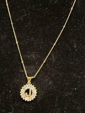 Gold-Tone Circular Crystal Initial 'J' Pendant Necklace - Women